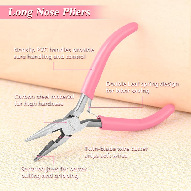 LEONTOOL كماشة ذات أنف طويل بطول 5 بوصات مع قاطع سلك، مثالية لصنع المجوهرات، والأعمال الكهربائية، وأكثر. مصنوعة من الفولاذ الكربوني المتين، مقبض من PVC. 4.6 × 3.1 × 0.4" (116 × 78 × 9 مم). - Image 2